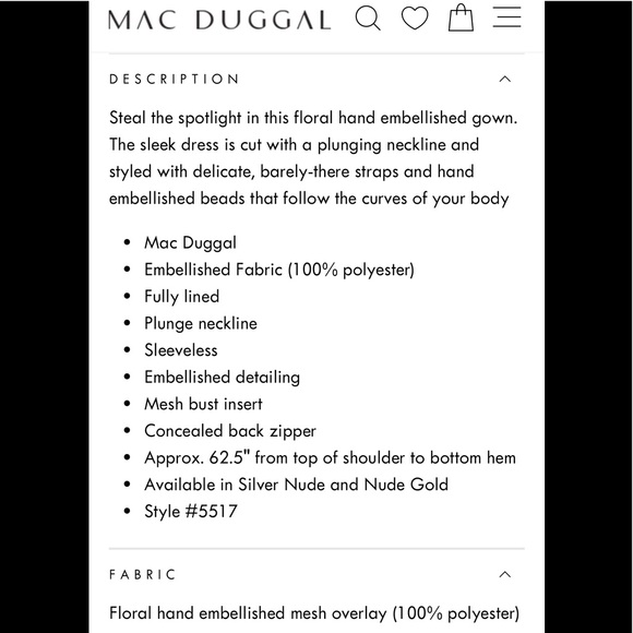 Mac Duggal EMBELLISHED SLEEVELESS PLUNGE NECK LOW BACK GOWN - Nude Gold - Picture 5 of 9